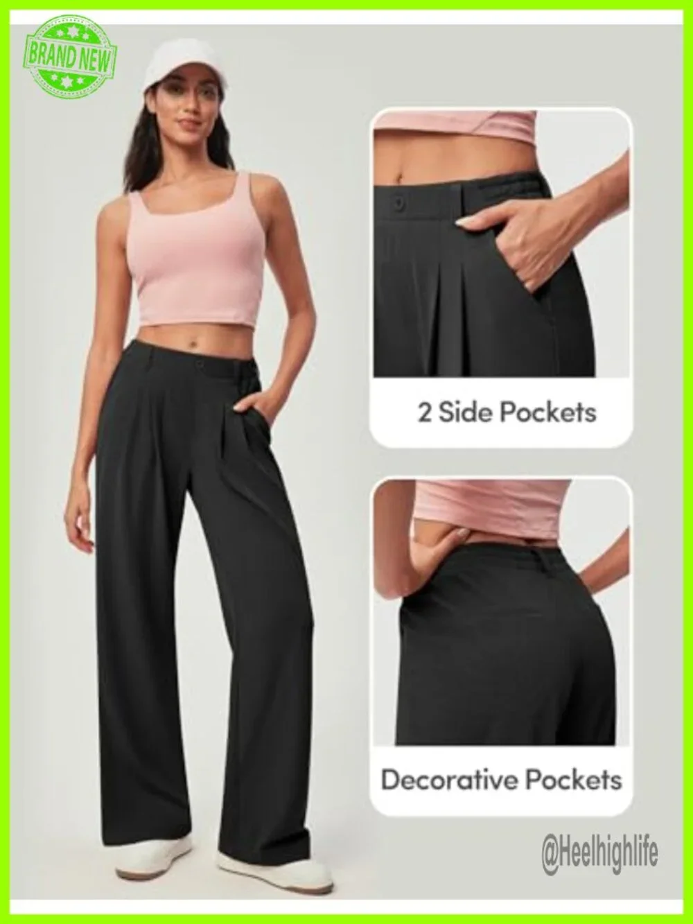 Wide Leg Dress Pants Women Pull On Work Business Casual Slacks Pleated